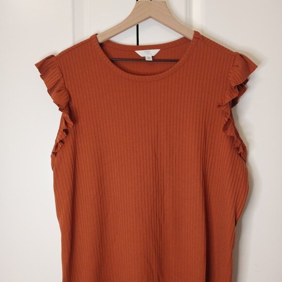 Time and Tru Women's Rib Ruffle Sleeve Top - Picture 10 of 11